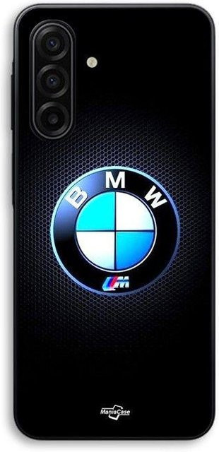 MANIACASE Handyhülle für Samsung Galaxy A27 aus Silikon TPU mit BMW Logo in Schwarz und leuchtendem Carbon-Design - Bild 1