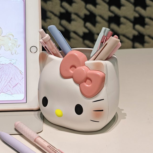 Sanrio Hello Kitty Stifthalter aus Keramik in Weiß als niedlicher Schreibtisch-Organizer für Schule und Büro - Bild 1