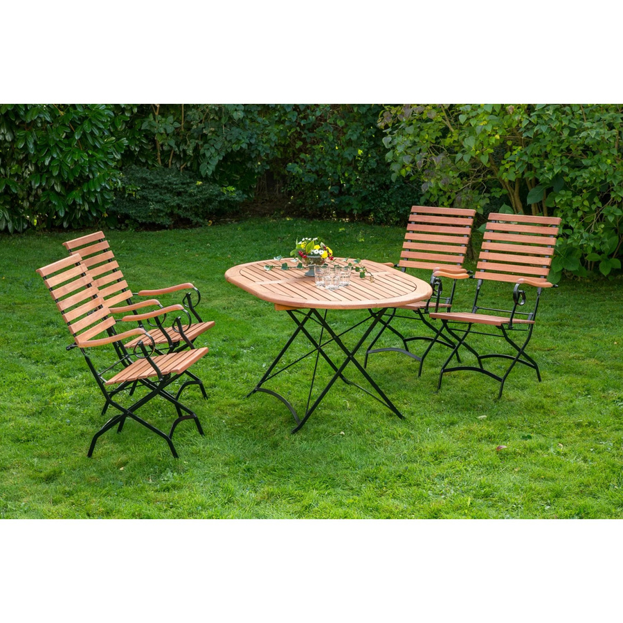 Merxx Gartenmöbelset Schlossgarten aus geöltem Eukalyptusholz, 5-teilig, oval, Braun - Bild 2