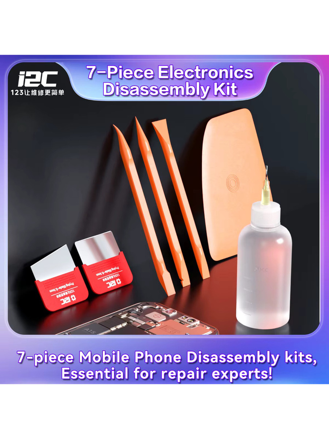 Welsolo 7-in-1 Handy-Reparatur-Werkzeugset mit Hebelwerkzeugen und Flasche in Orange für die Bildschirmöffnung und Batterieentfernung - Bild 6