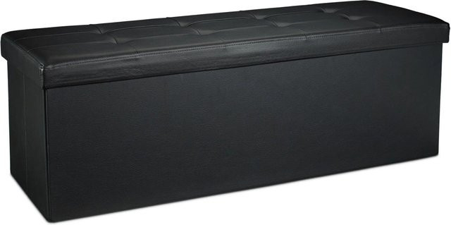 Relaxdays Sitzbank aus Kunstleder in Schwarz, faltbar, B/T/H: 114 x 38 x 38 cm - Bild 1
