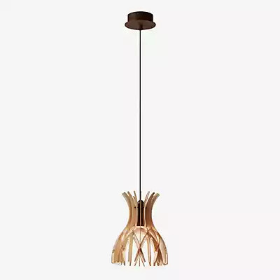 Bover Domita Pendelleuchte in Braun aus Holz mit Dom-Design - Bild 1