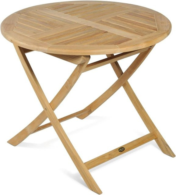 DELUKE Gartentisch MIKE Klappbar Rund aus Teakholz Natur, B/T/H: 90 x 90 x 75 cm - Bild 1