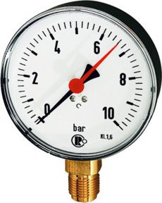 Riegler Standardmanometer aus Kunststoff in Weiß mit G 1/2 Anschluss unten, Messbereich -1/0,0 bar, Durchmesser: 8 cm - Bild 1