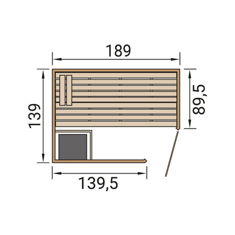 WEKA Massivholzsauna Valida Eck 1 für 4 Personen mit 4,5 kW Ofen und externer Steuerung in Braun - Bild 2