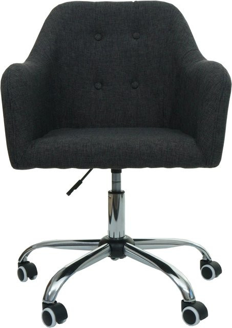 Proregal Bürostuhl in Dunkelgrau mit Armlehnen und Rollen, höhenverstellbarer Drehstuhl aus Stoff, H x B x T: 95 x 57 x 62 cm, Sitzhöhe: 43 cm - Bild 1
