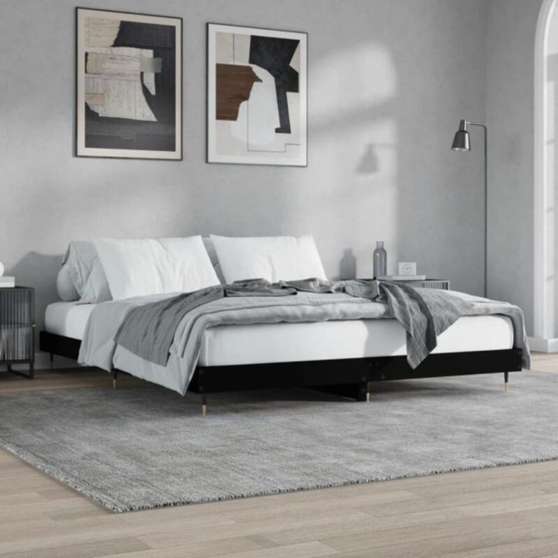 Modernes Bettgestell von vidaxl aus Holzwerkstoff in Schwarz, B/T: 200 x 200 cm - Bild 1
