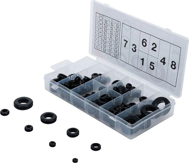 BGS Gummidurchgangstüllen Sortiment in Schwarz, 180-teilig, Durchmesser 6-28 mm - Bild 2