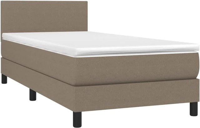 vidaXL Boxspringbett mit Matratze in Beige, Hybrid-Bett mit LED-Unterbettbeleuchtung und USB-Ladeport, B/T: 100 x 200 cm - Bild 1