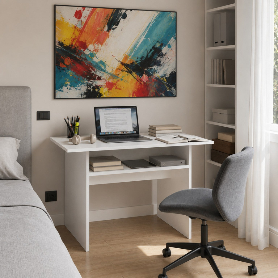 Ausziehbare Konsole The White Stone in Weiß für Wohnzimmer, Küche oder Flur, B/T/H: 120 x 35/70 x 75 cm - Bild 2