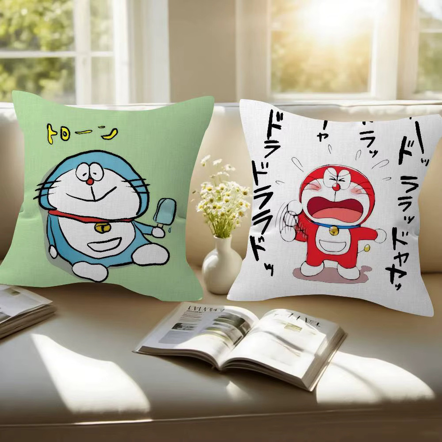 Kissenbezug Doraemon Anime Design in Weiß, quadratisch, 30 x 30 cm - Bild 1