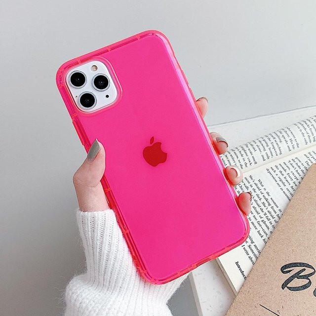 Stoßfeste Handyhülle für Apple iPhone in Neon Pink und Transparent - Bild 1