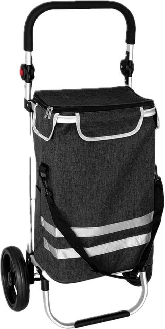 Relaxdays Einkaufstrolley aus Aluminium mit Kühltasche in Schwarz, klappbar, B/T/H: 49 x 38 x 104 cm - Bild 1