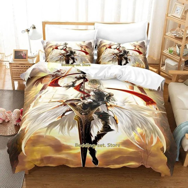 Lord of Vermillion Bettwäsche-Set mit Anime-Design inklusive Reißverschluss, 2-teilig, B: 133 cm, L: 200 cm (Annahme basierend auf Standardmaß, da 70x133cm unplausibel für Bettbezug ist; falls 70x133cm exakt ist: B: 133 cm, H: 70 cm) - Bild 1