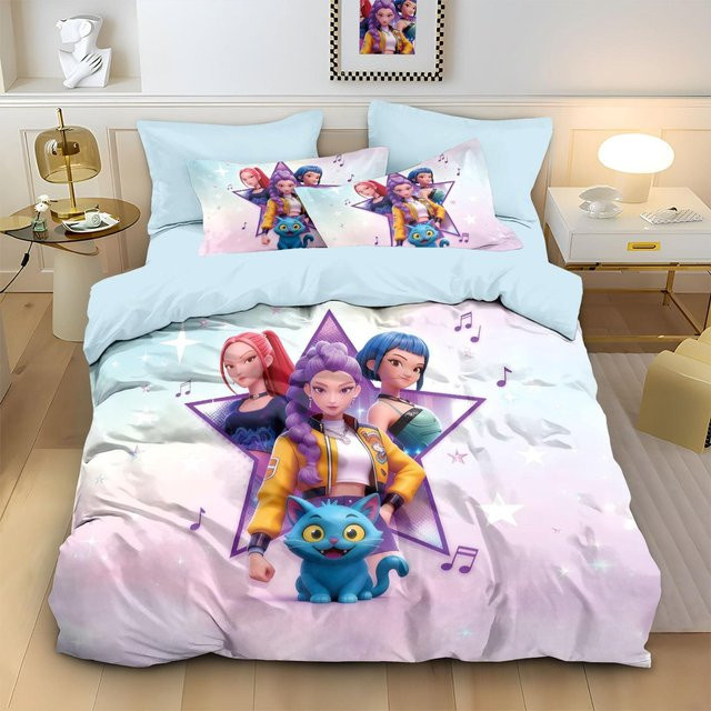 Somelli Bettwäsche-Set Anime Dämonenjäger Huntrix Zoey Mira aus Mikrofaser, Mehrfarbig, B/H: 135 x 200 cm - Bild 1