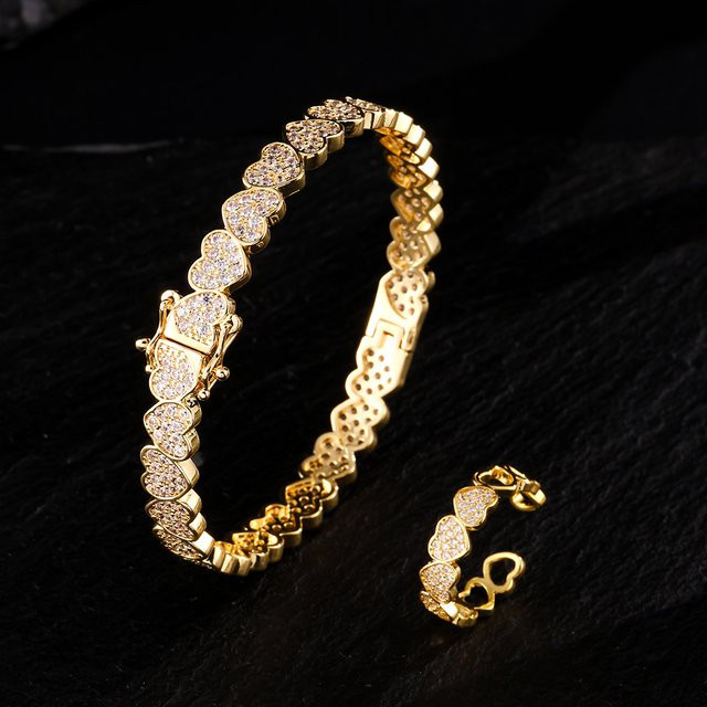 ZAKOL Schmuck-Set Armband und Ring, Zirkonia, Gold, Unisex - Bild 1