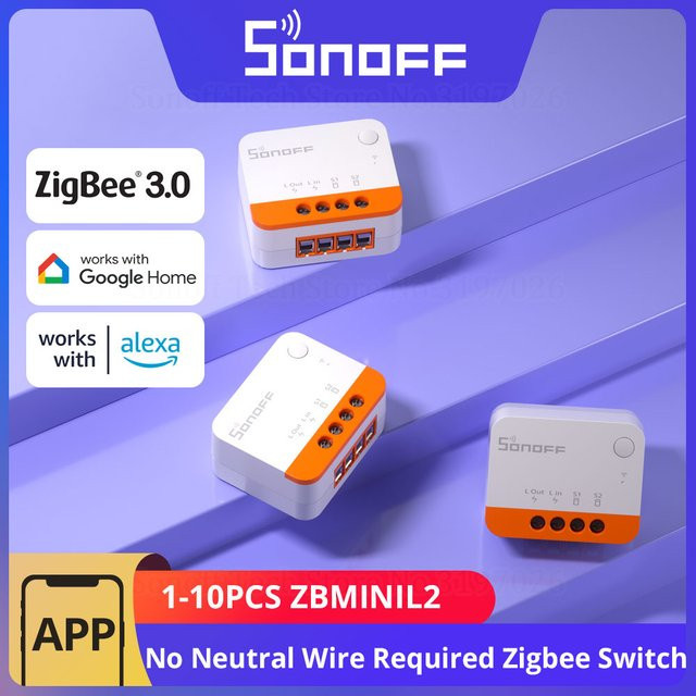 SONOFF ZBMINIL2 Zigbee 3.0 Slimme Schalter Weiß – Kompakte Zweiwege-Steuerung via EWeLink Google Alexa Alice (Kein Neutralleiter erforderlich) - Bild 1