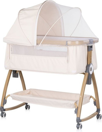 Chipolino Beistellbett Charisma in Beige mit Matratze, höhenverstellbar, Ablagefach und Rädern