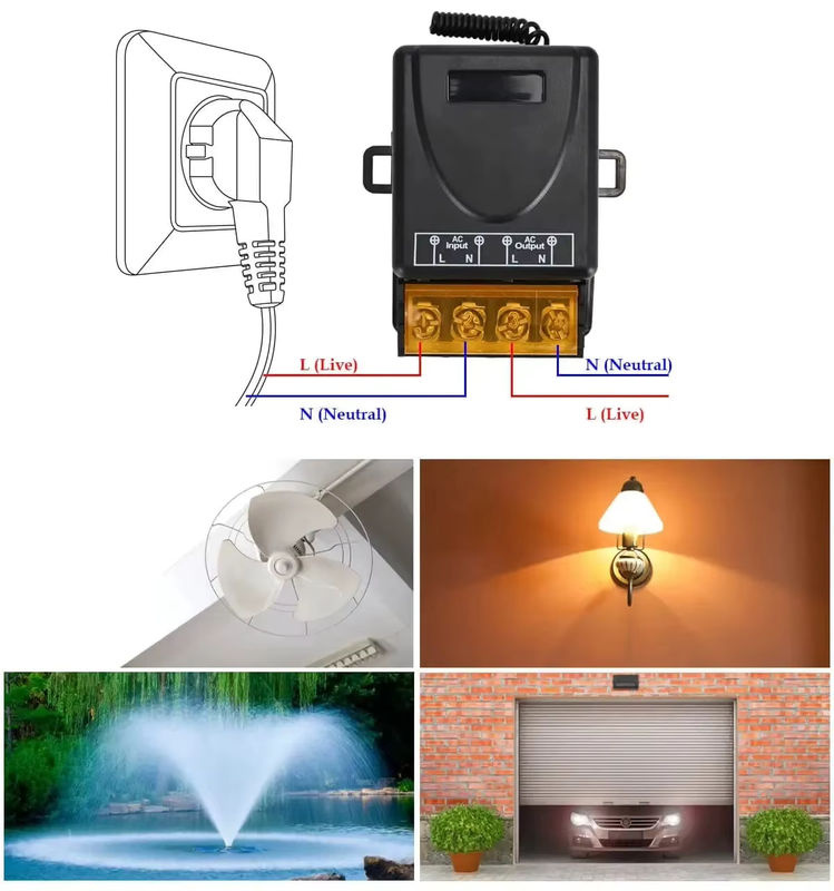 Szaoju Hochstrom-Relaisempfänger RF 433 MHz kabelloser Fernbedienungsschalter in Schwarz für Pumpen, Lichter und Lampen (DC 12 V 24 V 48 V 72 V) - Bild 2