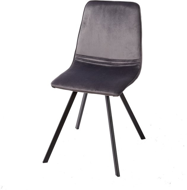 riess-ambiente Amsterdam Chair Retro Designstuhl aus Samt in Dunkelgrau mit Metallbeinen - Bild 1