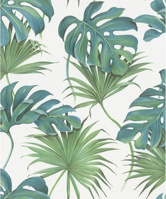 Schöner Wohnen Vliestapete Floral in Weiß und Grün mit botanischem Muster und FSC-Zertifizierung - Bild 1