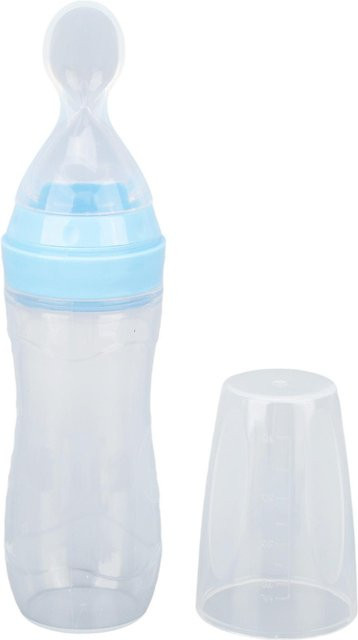 Shoemst Futterspender aus weichem Silikon mit Skalendesign und Löffel in Blau - Bild 1