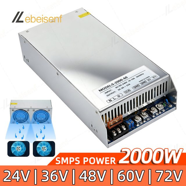 Lebeisenf 2000 W Industrie-Gleichstrom-Schaltnetzteil mit einstellbarer Spannung in Silber - Bild 1