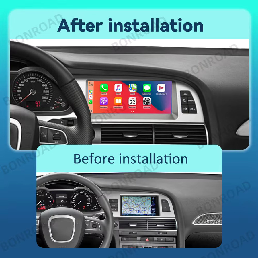 BONROAD Multimedia-Autoradio mit 8,9 Zoll Touchscreen für Audi A6 C6 4F 2005-2015 MMI2G MMI3G in Schwarz mit Wireless CarPlay, Android Auto und Airplay - Bild 4