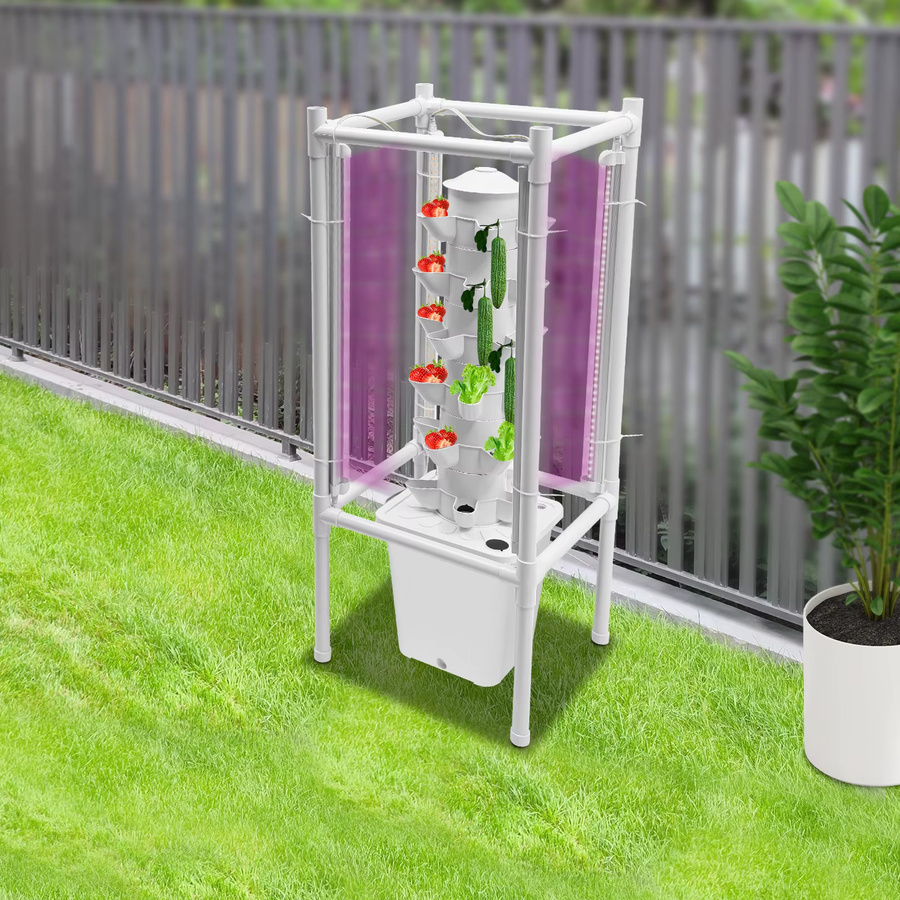 Bymaocar Vertikaler Hydrokultur-Garten Turm mit 30 Pflanzlöchern in 6 Stufen, weißes Anbausystem für vertikales Gärtnern - Bild 2