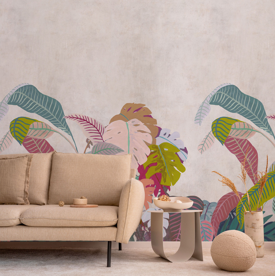 Tenue de Ville Mural Amazone Vintage Wandtapete mit floralem Design in Natur und Multicolour, Vlies, Breite: 300 cm, Höhe: 75 cm - Bild 1