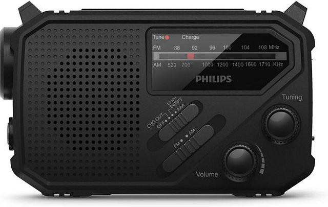 Philips TAR1609/00 Mobiles Notfallradio in Schwarz mit FM/AM und USB-C Anschluss - Bild 1