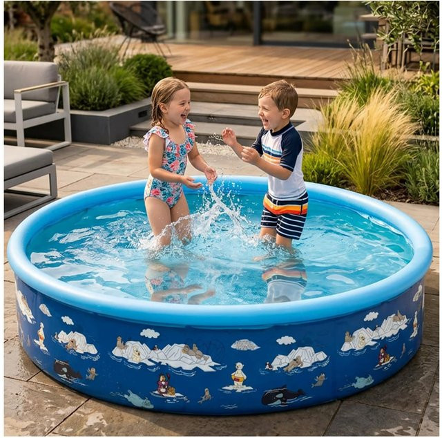 Happy People Planschbecken Arctic Friends Kinderpool blau, Durchmesser: 185 cm, Höhe: 39 cm - Bild 1