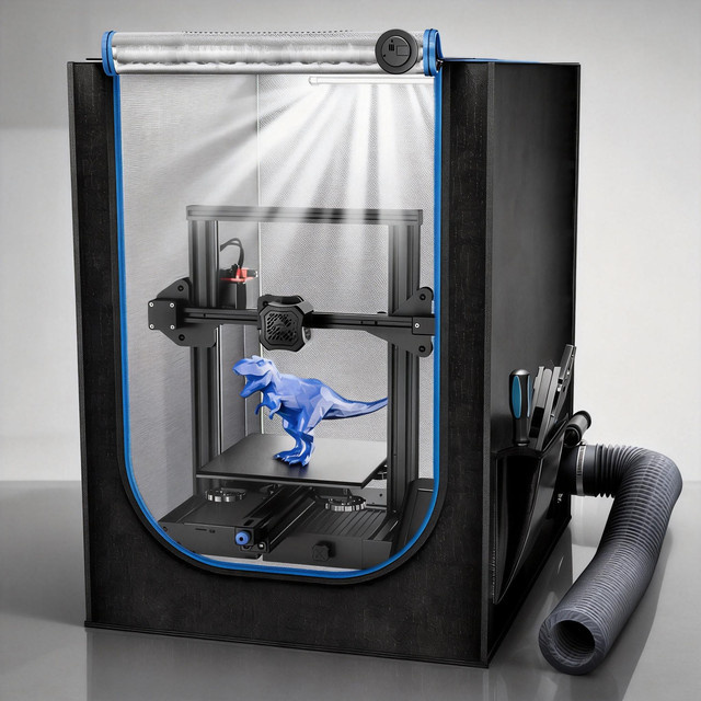 Creality Belüftungsset für 3D-Drucker-Gehäuse mit LED Thermo-Hygrometer, feuerfestes und staubdichtes Kit in Schwarz - Bild 1