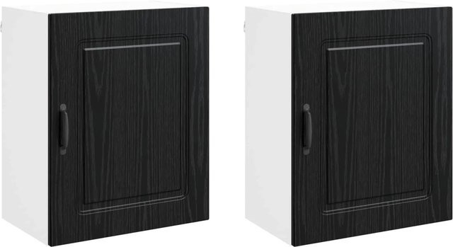 vidaXL Küchenschrank Kalmar 2er-Set in Schwarz und Eichen-Optik, Wandmontage, B/T/H: 50 x 31 x 60 cm - Bild 1