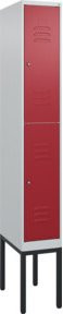 C+P Doppelstock-Spind Classic PLUS mit 1 Abteil und Zylinderschloss in Rubinrot, H x B x T: 212 x 30 x 50 cm - Bild 1