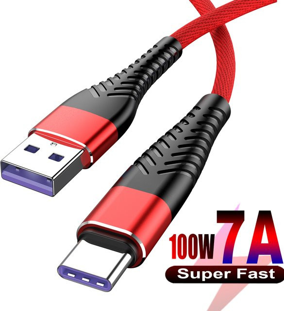 USB Typ C Schnellladekabel 100W Datenkabel in Blau für Huawei, Xiaomi, Samsung und iPhone - Bild 1