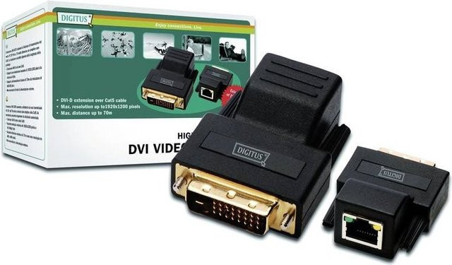 Digitus DS-54101 DVI Extender über RJ45 Netzwerkkabel in Schwarz für bis zu 75 m Reichweite mit DVI-D und HDMI Unterstützung - Bild 2
