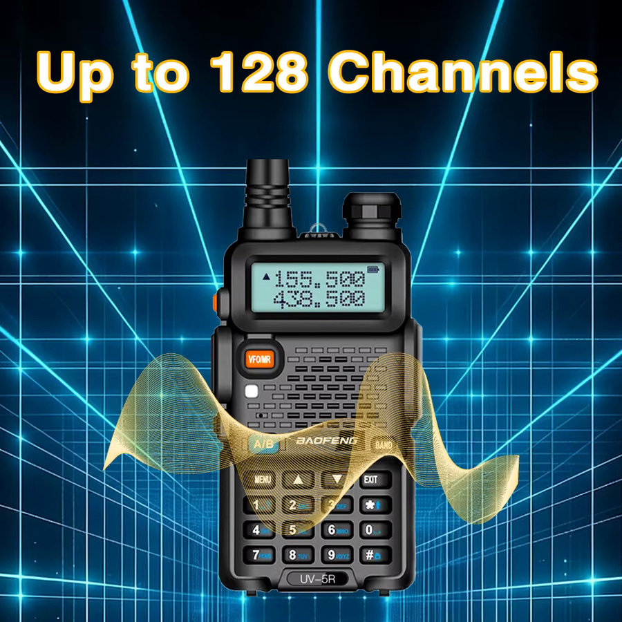 Baofeng UV-5R Dual-Band Walkie-Talkie VHF/UHF 5W Tragbares Langstrecken-Funkgerät mit 128 Kanälen in Schwarz - Bild 3
