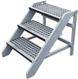 HACA Kunststofftritt im Bausatz mit 3 Gitterroststufen, Grau, H: 78,0 cm, B: 62,0 cm, T: 17,4 cm - Bild 1