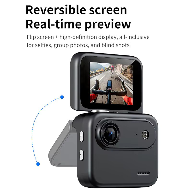 luxuglow Y360 Action Camera mit 4K Ultra-HD Aufnahme, Klappbildschirm und Anti-Shake Funktion für Vlogs, erhältlich in Schwarz oder Weiß - Bild 2