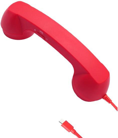 Retro Telefonhörer von Xuge als Smartphone Empfänger mit Mikrofon und Lautsprecher in Rot mit Typ-C und 3,5mm Klinkenanschluss - Bild 1