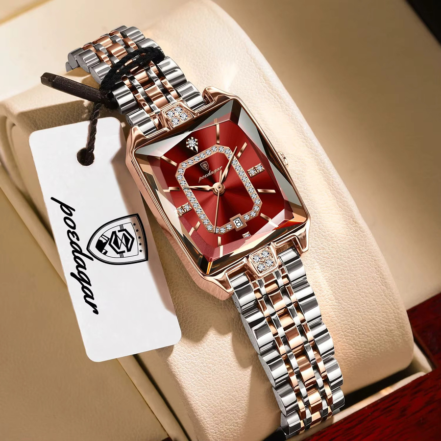 POEDAGAR Armbanduhr Quarz, Edelstahl, Datum, Damen - Bild 2