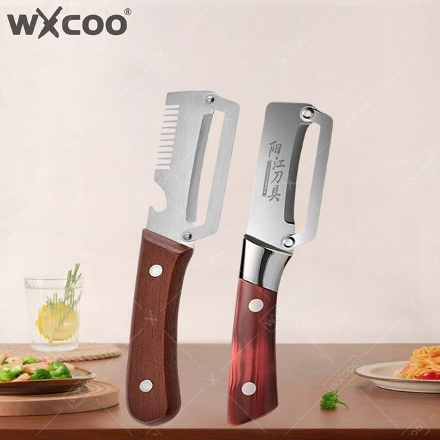 WXCOO 2-in-1 Multifunktions-Schäler und Flaschenöffner aus Edelstahl in Silber - Bild 1