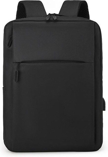 Weft Laptop-Rucksack für 15,6 Zoll mit USB-C-Ladefunktion, wasserdichte Nylontasche in Schwarz - Bild 1