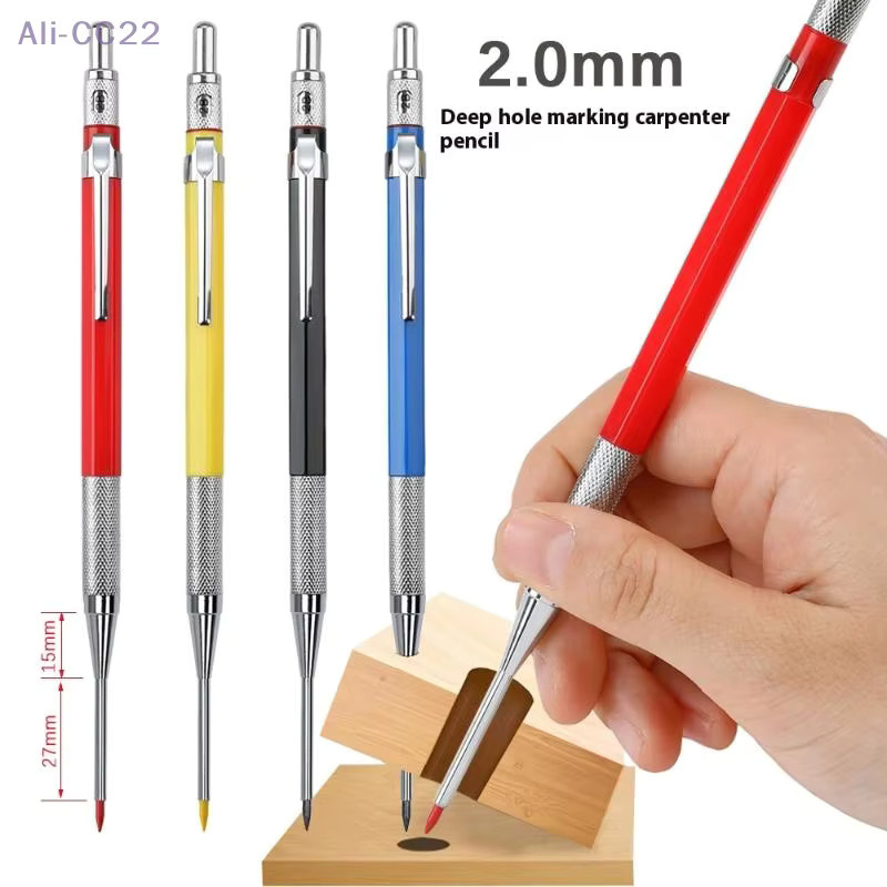 JETTING Druckbleistift für Metall und Holz mit 2,0 mm tiefem Loch, Austauschbare 2HB Minen, Schwarz/Blau/Rot/Gelb - Bild 2