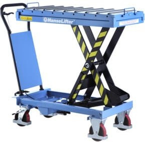 HanseLifter Hubtischwagen mit Rollenbahn Typ SPR500 in Blau, Tragkraft 500 kg - Bild 1