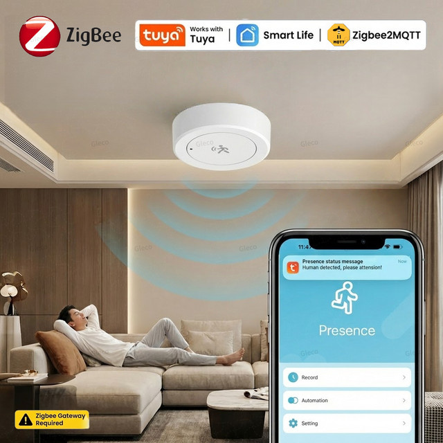 Coolo Zigbee 24G Radar-Anwesenheitssensor mit PIR-Option für Tuya und MQTT, Weiß - Bild 1