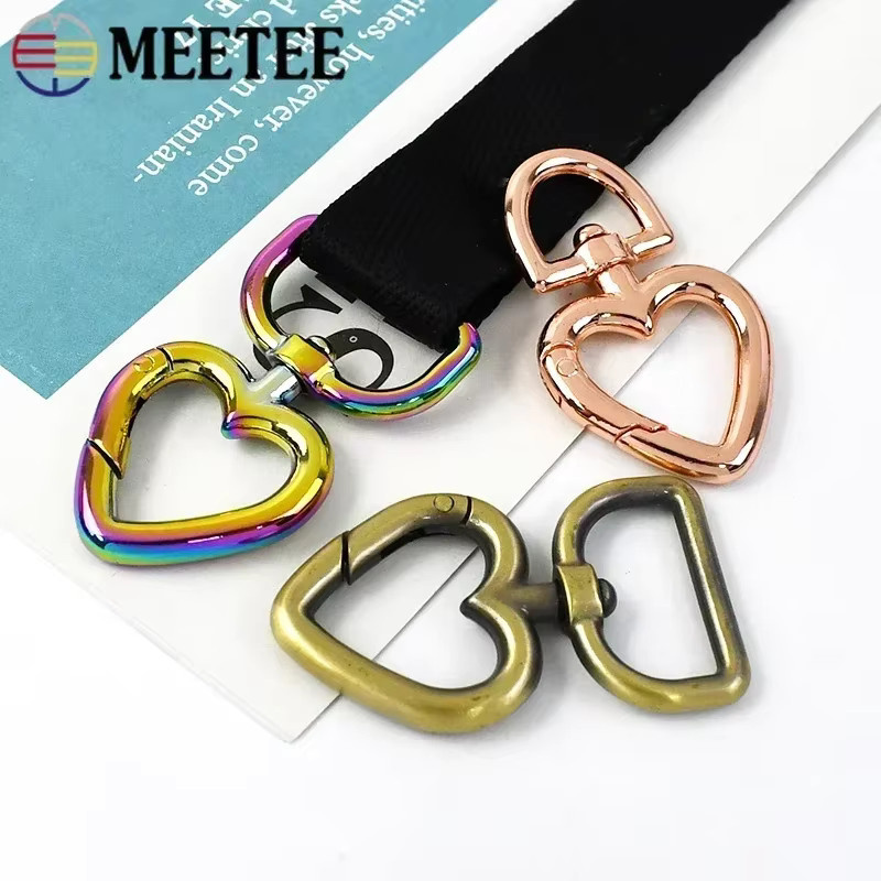 Meetee Metallschnallen Herzring Karabinerverschluss aus Stahl in Gold für Hundehalsband und DIY Hardware-Zubehör, 13 mm und 20 mm - Bild 3