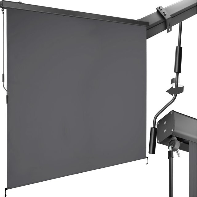 tectake Senkrechtmarkise Eloise Dunkelgrau mit Handkurbelmechanismus aus Aluminium, B: 200 cm, H: 250 cm - Bild 1