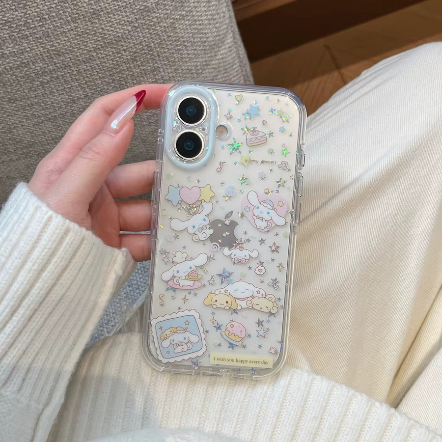 Sanrio Cinnamoroll Handyhülle mit Glitzer-Sternen für iPhone 17 16 15 14 13 Pro Max, transparente weiche TPU Hülle - Bild 5